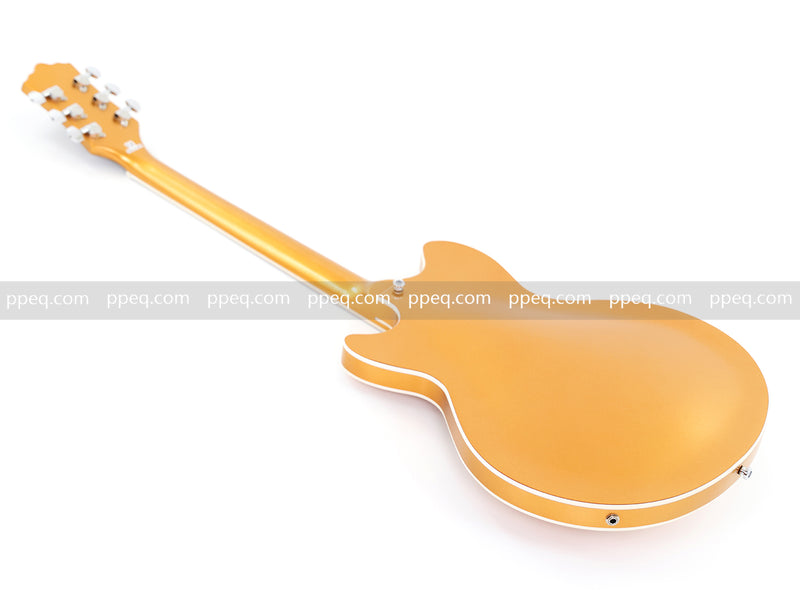 ES-Style Semi-Hollow Body Electric Guitar with Gold Gloss Metallic Finish (HY-2564)