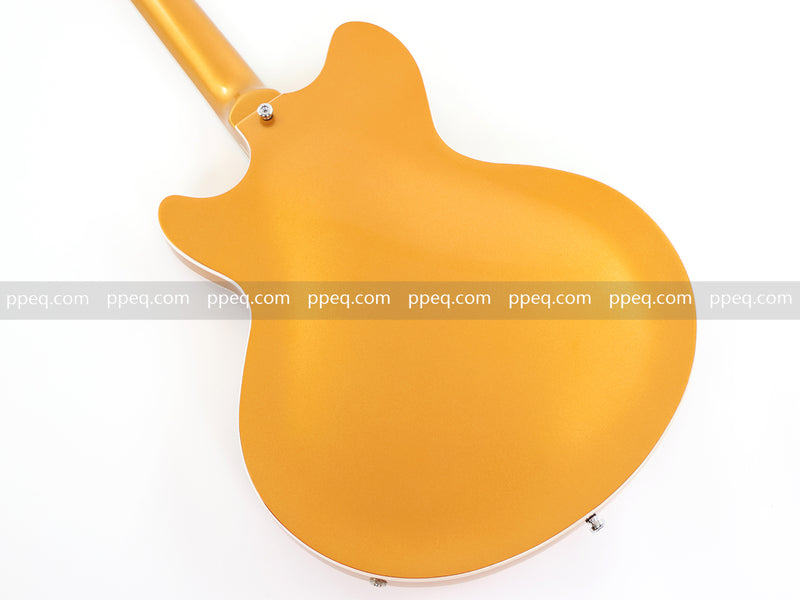 ES-Style Semi-Hollow Body Electric Guitar with Gold Gloss Metallic Finish (HY-2564)