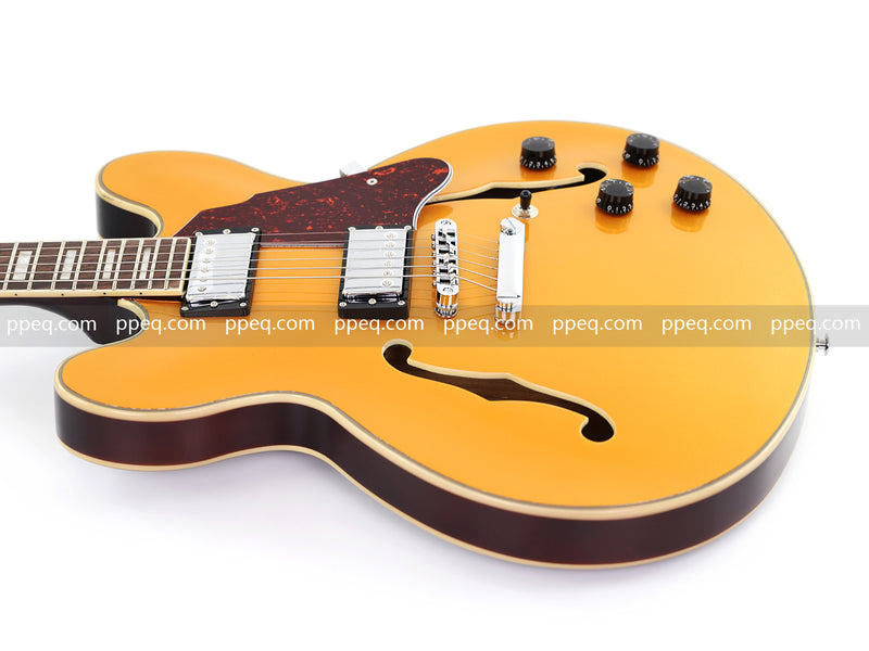ES-Style Semi-Hollow Body Electric Guitar with Gold Gloss Metallic Finish (YMZ-277)