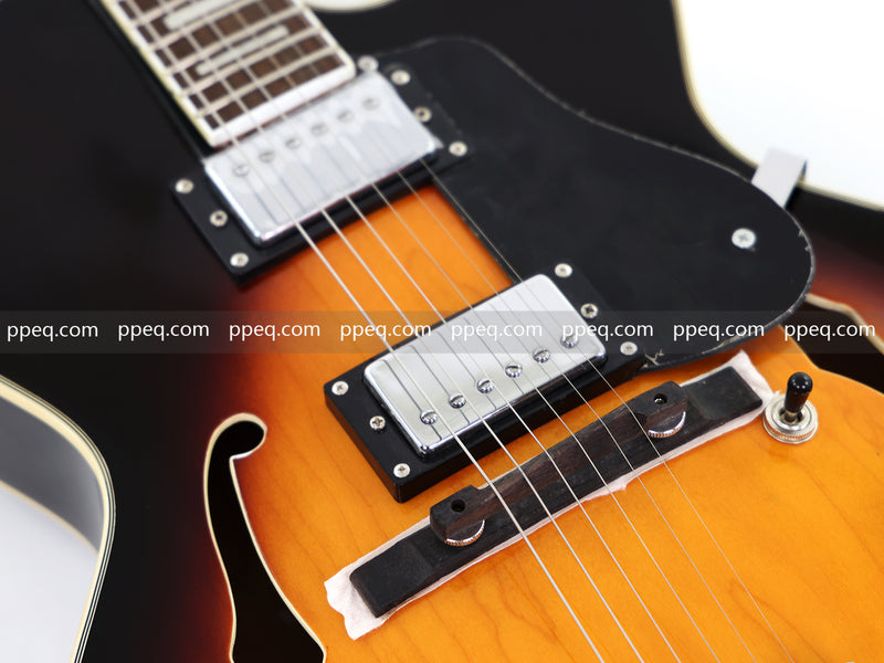 ES-Style Semi-Hollow Body Jazz Electric Guitar with Gloss Sunburst Finish (HY-2558)