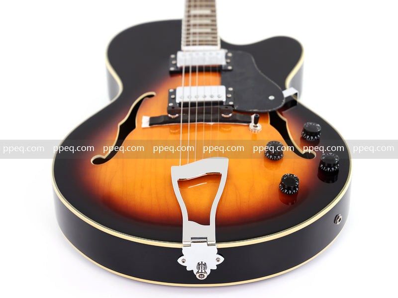 ES-Style Semi-Hollow Body Jazz Electric Guitar with Gloss Sunburst Finish (HY-2558)