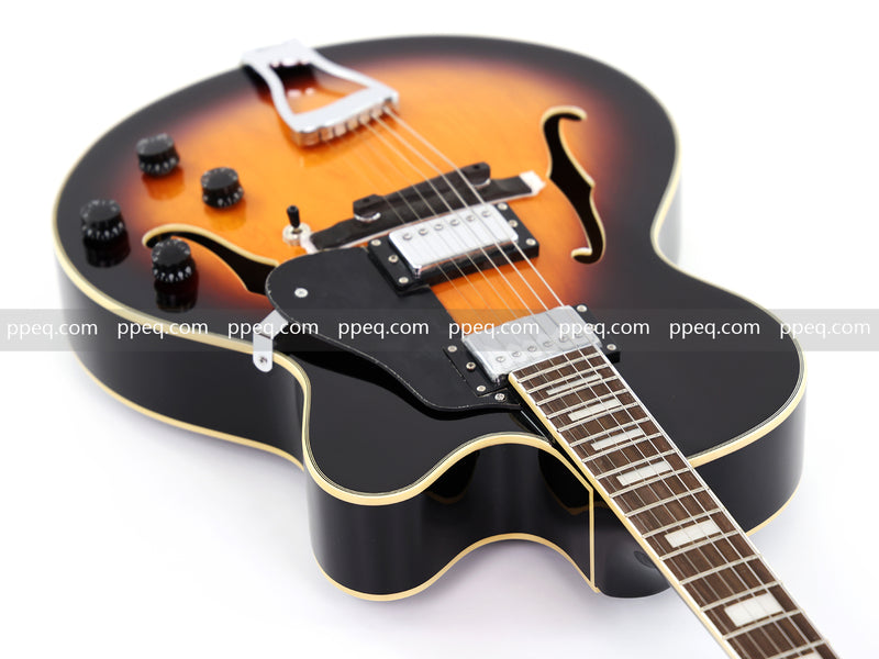 ES-Style Semi-Hollow Body Jazz Electric Guitar with Gloss Sunburst Finish (HY-2558)