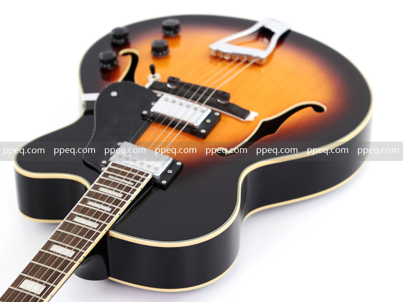 ES-Style Semi-Hollow Body Jazz Electric Guitar with Gloss Sunburst Finish (HY-2558)