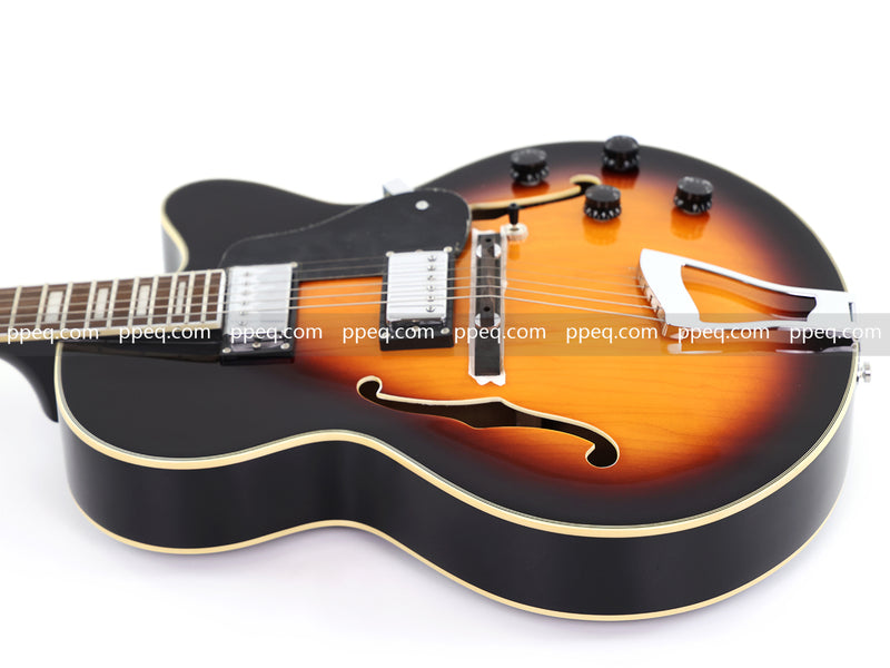 ES-Style Semi-Hollow Body Jazz Electric Guitar with Gloss Sunburst Finish (HY-2558)