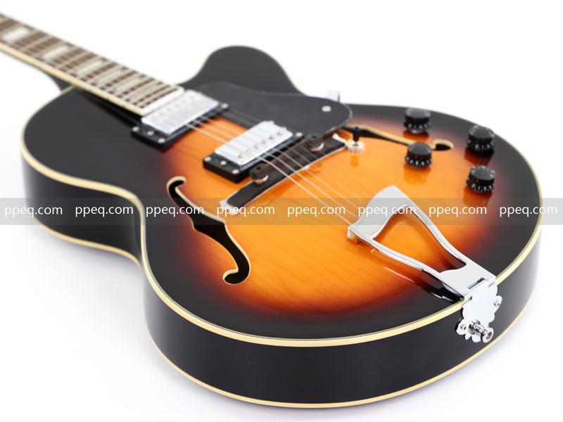 ES-Style Semi-Hollow Body Jazz Electric Guitar with Gloss Sunburst Finish (HY-2558)