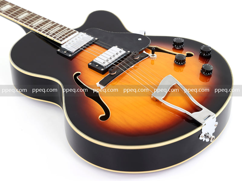 ES-Style Semi-Hollow Body Jazz Electric Guitar with Gloss Sunburst Finish (HY-2558)