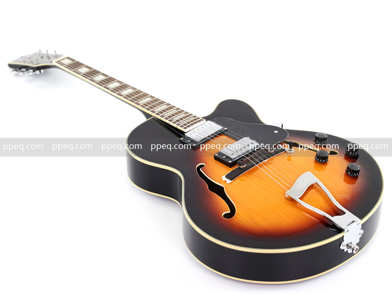 ES-Style Semi-Hollow Body Jazz Electric Guitar with Gloss Sunburst Finish (HY-2558)