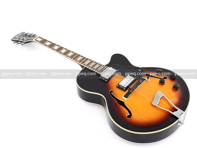 ES-Style Semi-Hollow Body Jazz Electric Guitar with Gloss Sunburst Finish (HY-2558)