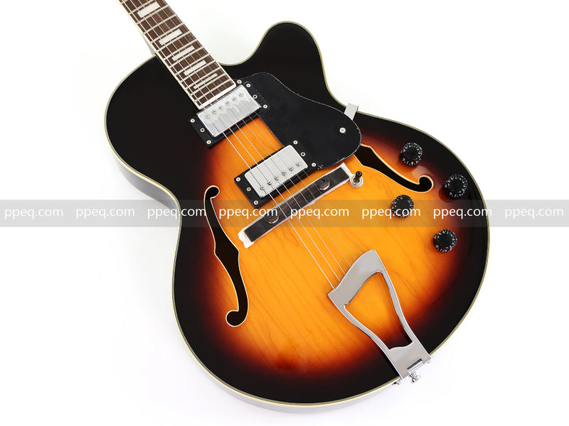 ES-Style Semi-Hollow Body Jazz Electric Guitar with Gloss Sunburst Finish (HY-2558)