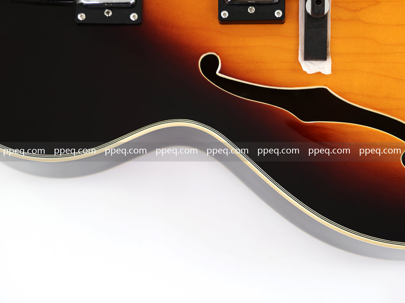 ES-Style Semi-Hollow Body Jazz Electric Guitar with Gloss Sunburst Finish (HY-2558)