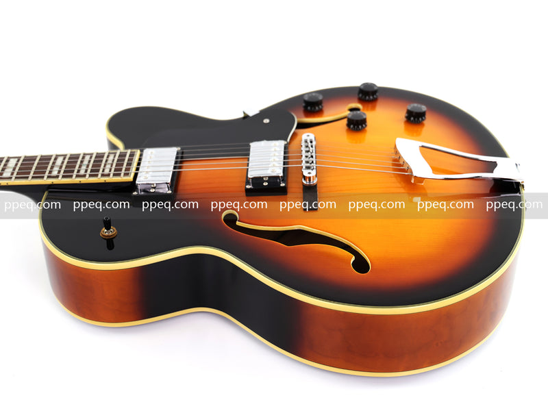 ES-Style Vintage Reissue Hollow Body Jazz Electric Guitar with Sunburst Gloss Finish (YMZ-275)
