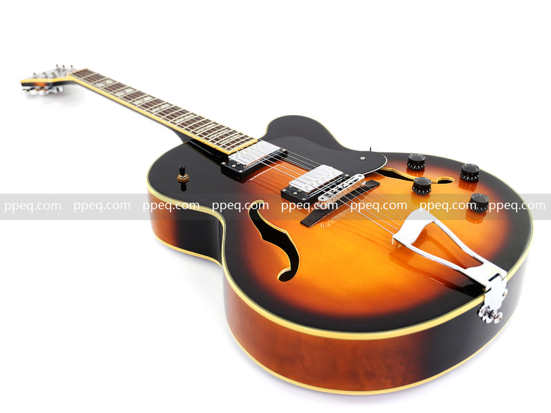 ES-Style Vintage Reissue Hollow Body Jazz Electric Guitar with Sunburst Gloss Finish (YMZ-275)