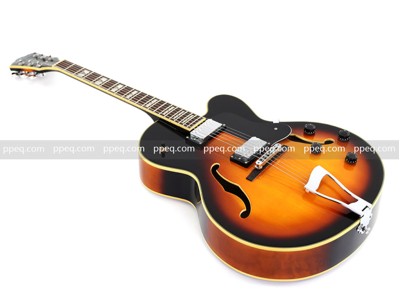 ES-Style Vintage Reissue Hollow Body Jazz Electric Guitar with Sunburst Gloss Finish (YMZ-275)