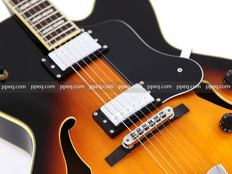 ES-Style Vintage Reissue Hollow Body Jazz Electric Guitar with Sunburst Gloss Finish (YMZ-275)