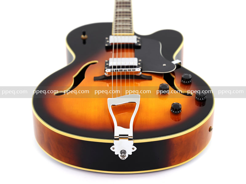 ES-Style Vintage Reissue Hollow Body Jazz Electric Guitar with Sunburst Gloss Finish (YMZ-275)