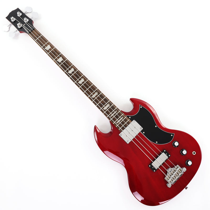 Gloss Cherry Red 4-String SG-Style Electric Bass Guitar (LYM-588)