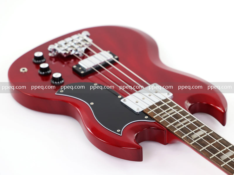 Gloss Cherry Red 4-String SG-Style Electric Bass Guitar (LYM-588)