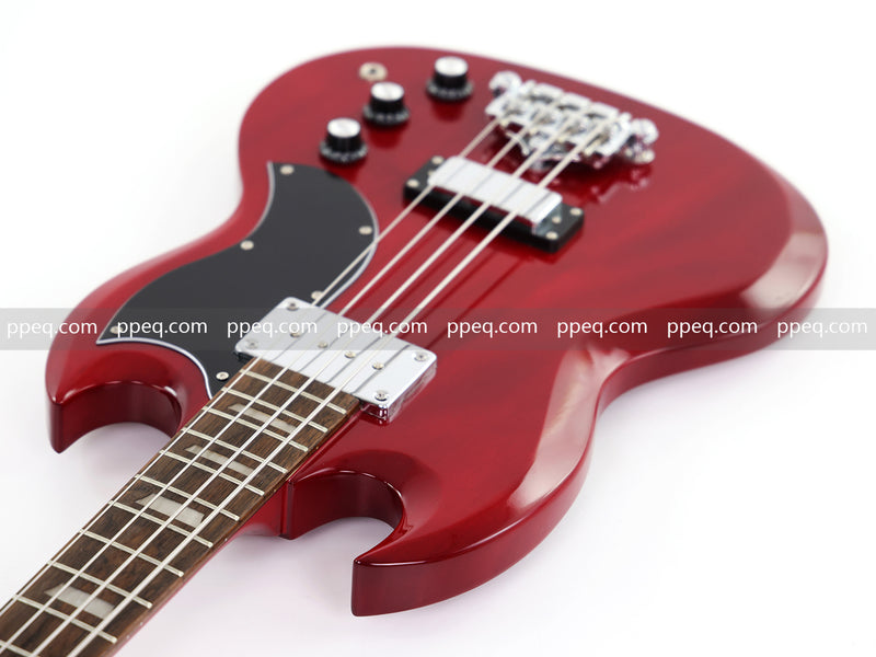 Gloss Cherry Red 4-String SG-Style Electric Bass Guitar (LYM-588)