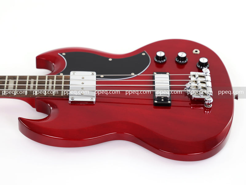 Gloss Cherry Red 4-String SG-Style Electric Bass Guitar (LYM-588)
