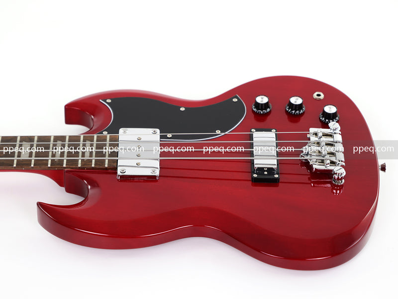 Gloss Cherry Red 4-String SG-Style Electric Bass Guitar (LYM-588)