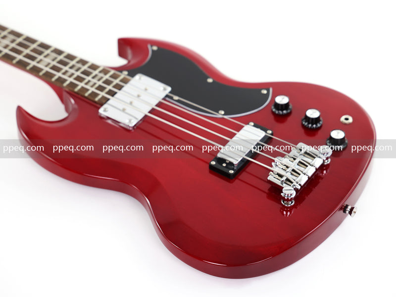 Gloss Cherry Red 4-String SG-Style Electric Bass Guitar (LYM-588)