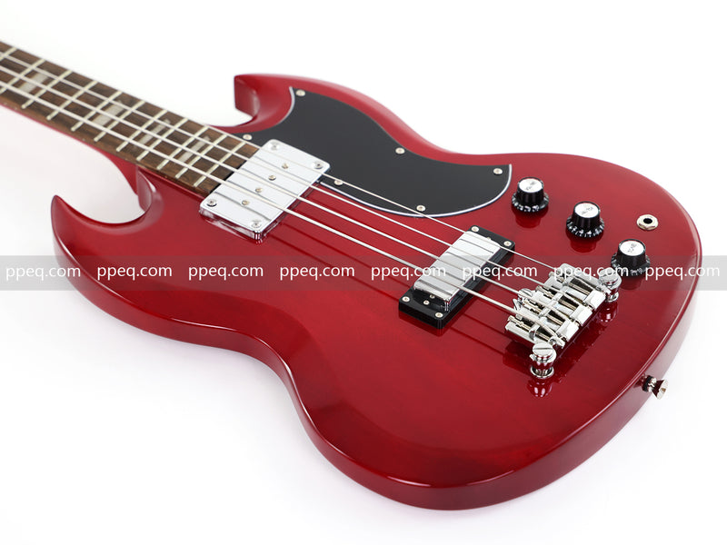 Gloss Cherry Red 4-String SG-Style Electric Bass Guitar (LYM-588)