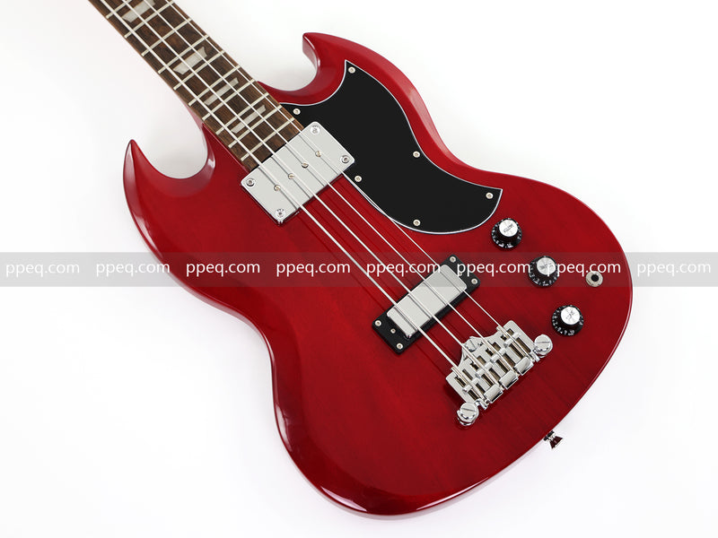 Gloss Cherry Red 4-String SG-Style Electric Bass Guitar (LYM-588)