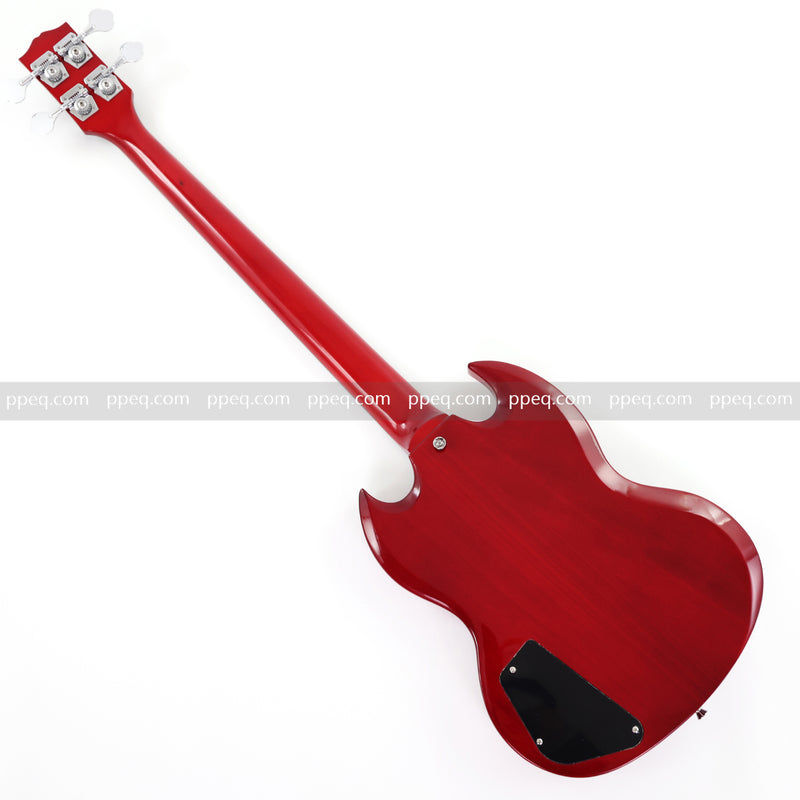 Gloss Cherry Red 4-String SG-Style Electric Bass Guitar (LYM-588)