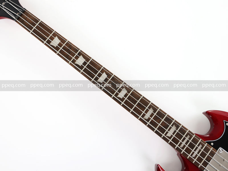 Gloss Cherry Red 4-String SG-Style Electric Bass Guitar (LYM-588)