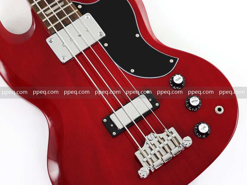 Gloss Cherry Red 4-String SG-Style Electric Bass Guitar (LYM-588)