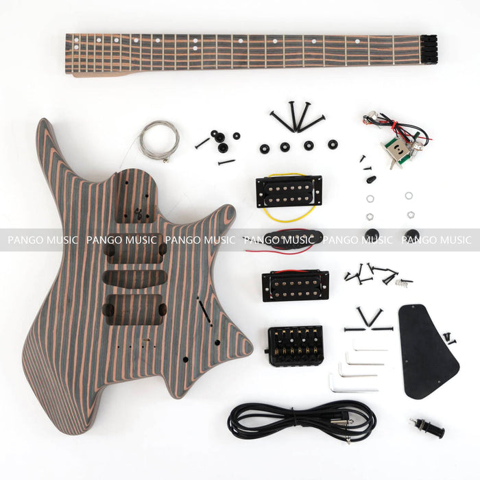 Headless / All Zebrawood DIY Electric Guitar Kit (ZQN-009S)