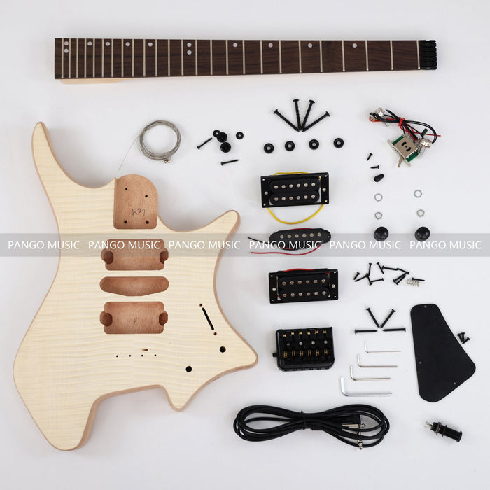 Headless DIY Electric Guitar Kit with AAA Flamed Maple Top (ZQN-008S)