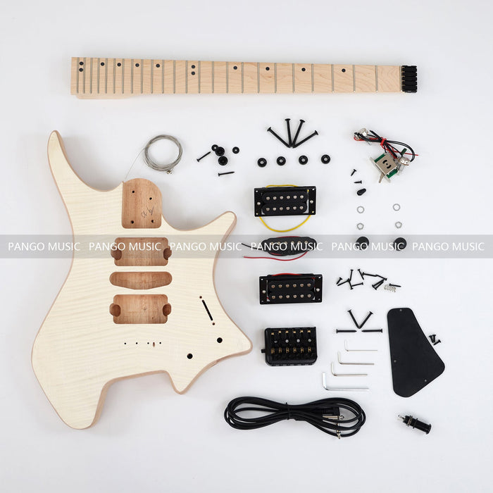 Headless DIY Electric Guitar Kit with AAA Flamed Maple Veneer (ZQN-012S)