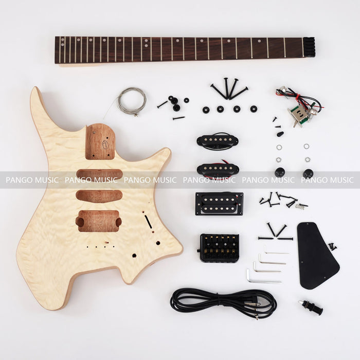 Headless DIY Electric Guitar Kit with AAA Quilted Maple Top (ZQN-021S)