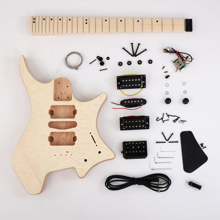 Headless DIY Electric Guitar Kit with Quilted Maple Top (ZQN-013S)