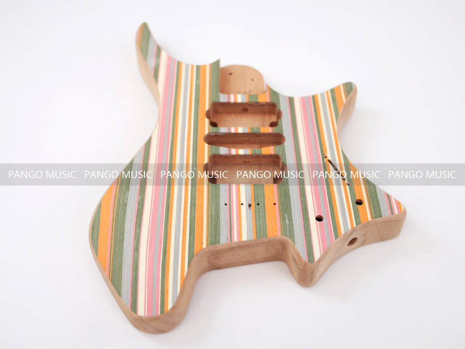 Headless DIY Electric Guitar Kit with Rainbow Veneer Top (ZQN-011F)