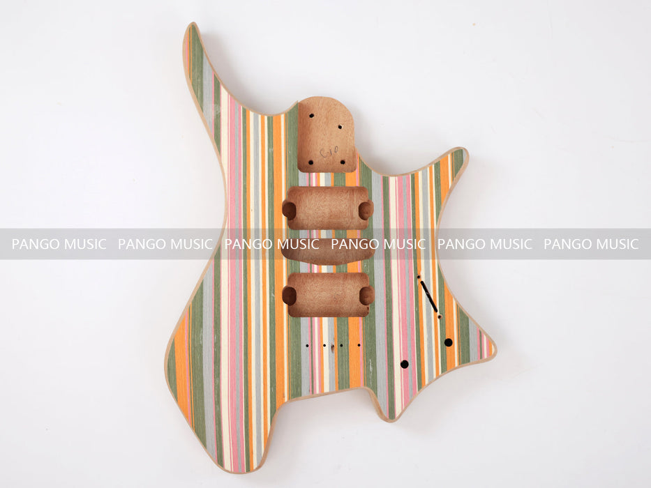 Headless DIY Electric Guitar Kit with Rainbow Veneer Top (ZQN-011F)