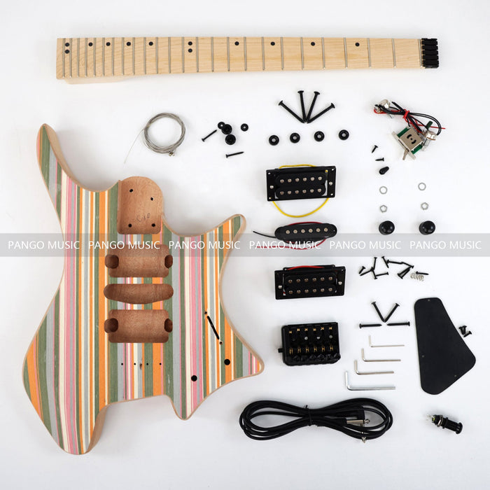 Headless DIY Electric Guitar Kit with Rainbow Veneer Top (ZQN-011F)