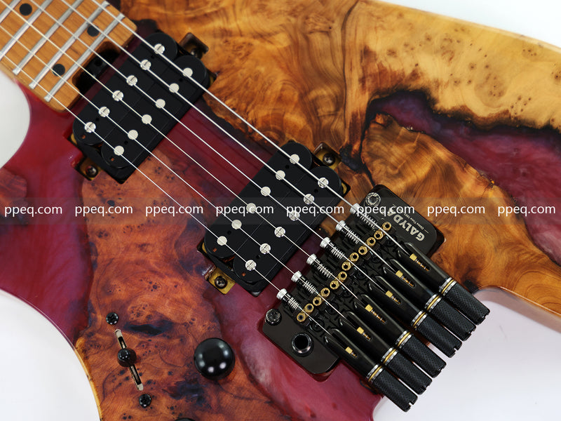 Headless Left-Handed ResinBurl Body Electric Guitar (PTH-089-02)