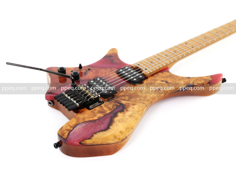 Headless Left-Handed ResinBurl Body Electric Guitar (PTH-089-02)