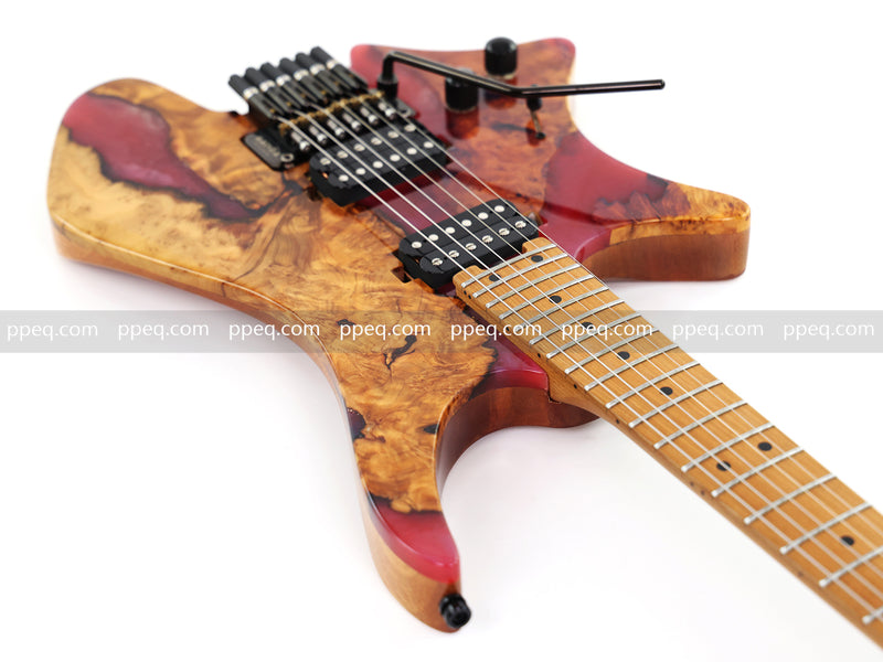 Headless Left-Handed ResinBurl Body Electric Guitar (PTH-089-02)