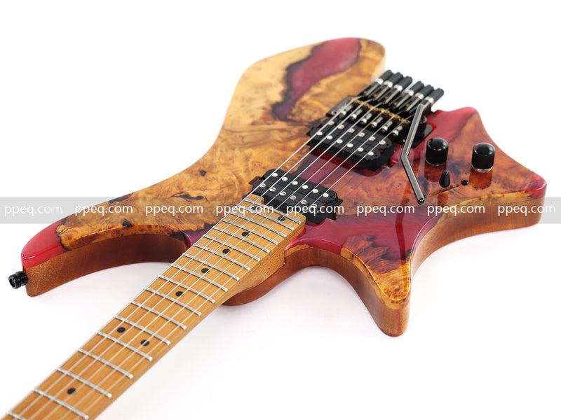 Headless Left-Handed ResinBurl Body Electric Guitar (PTH-089-02)