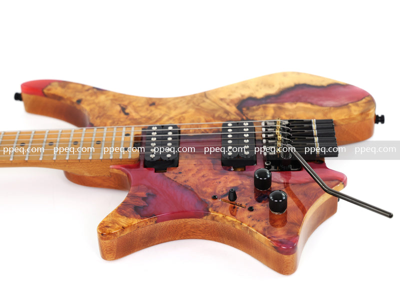 Headless Left-Handed ResinBurl Body Electric Guitar (PTH-089-02)