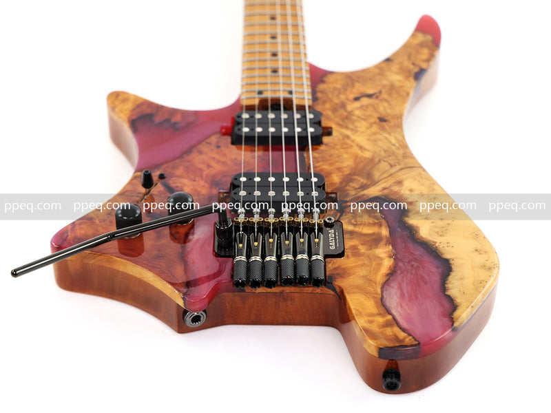 Headless Left-Handed ResinBurl Body Electric Guitar (PTH-089-02)