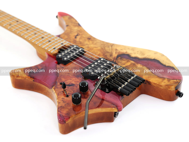 Headless Left-Handed ResinBurl Body Electric Guitar (PTH-089-02)