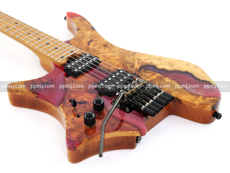 Headless Left-Handed ResinBurl Body Electric Guitar (PTH-089-02)