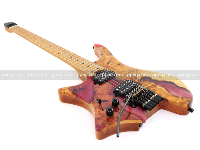 Headless Left-Handed ResinBurl Body Electric Guitar (PTH-089-02)