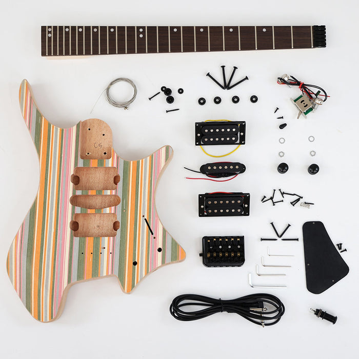 Headless Style DIY Electric Guitar Kit with Rainbow Top (ZQN-003F)