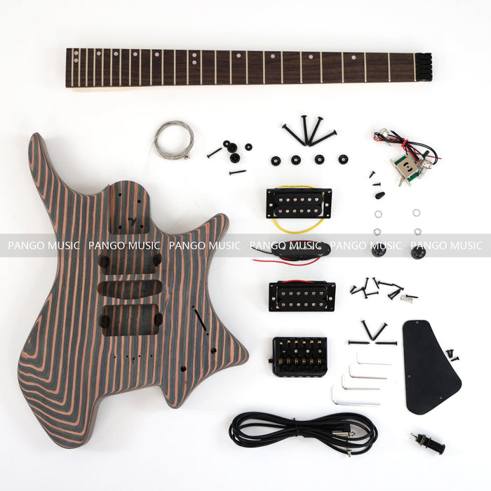 Headless / Zebrawood Body DIY Electric Guitar Kit (ZQN-001S)