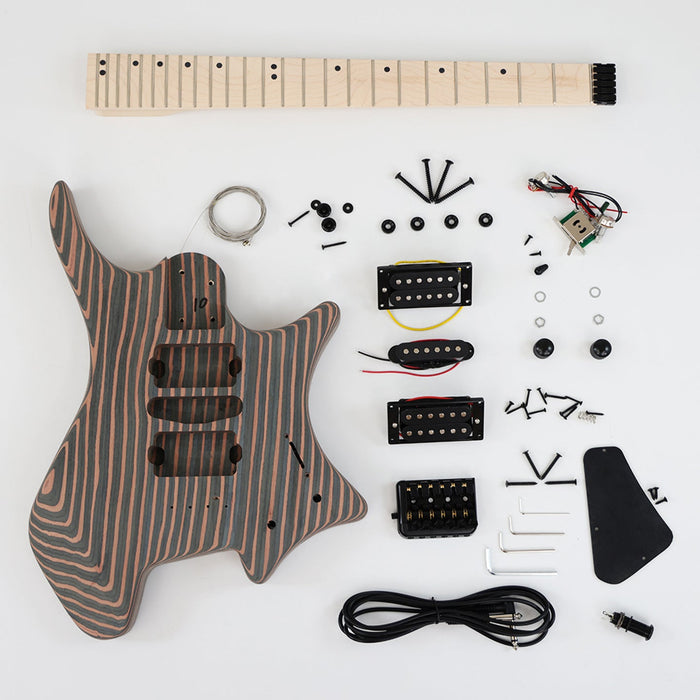 Headless / Zebrawood Body DIY Electric Guitar Kit (ZQN-002S)